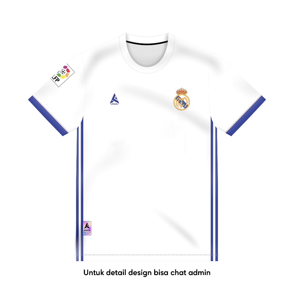 ATHLETIC SPORTWEAR - Jersey Vintage Bola Fantasy Real Madrid Home 2016-17 Fullprinting Casual - Atas