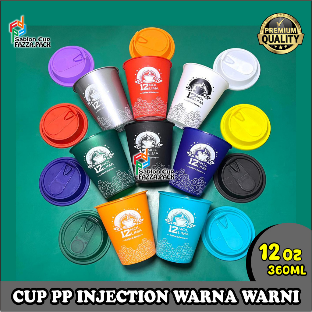 CUSTOM CUP INJECTION 12OZ DATAR WARNA DAN LID FLIP TOP CUP PREMIUM COFFEE SHOP COFFEE KELILING DAN M
