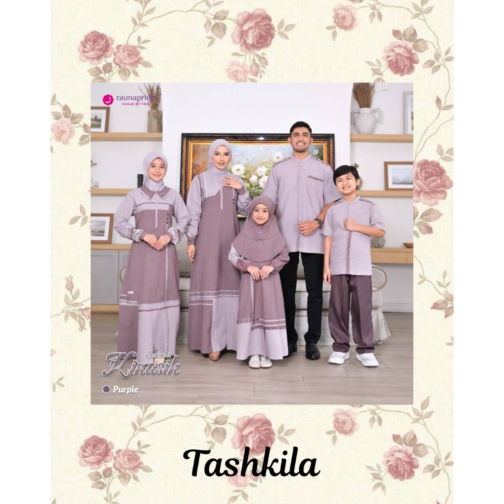 ( Sarimbit Rauna Series Kinasih Purple ) Gamis Dewasa Rauna RGF Koko Rauna Panjang RKF Koko Anak Lak