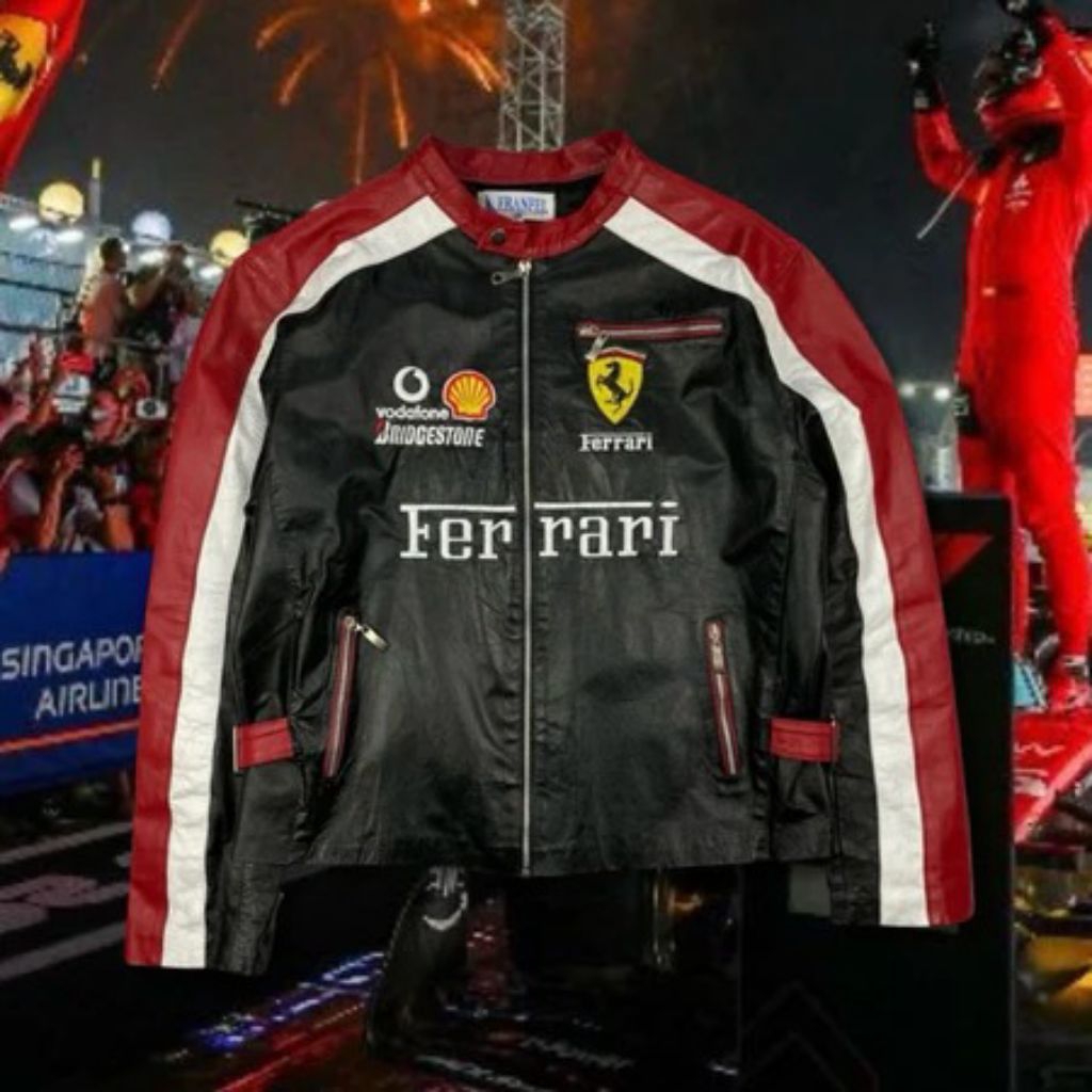 Ferrari redblack race jacket leather