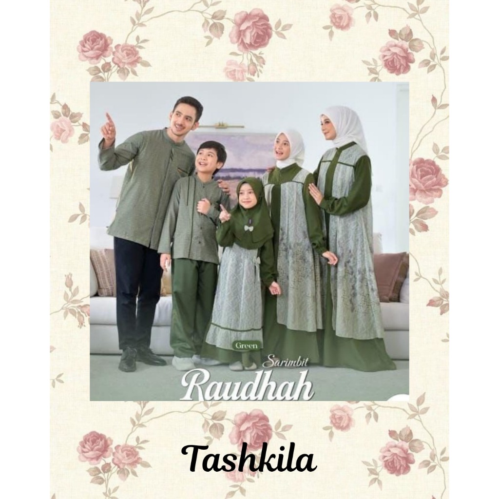 ( Sarimbit Rauna Series Raudhah Green ) Gamis Dewasa Rauna RGF Koko Rauna Panjang RKF PJ Los Koko An