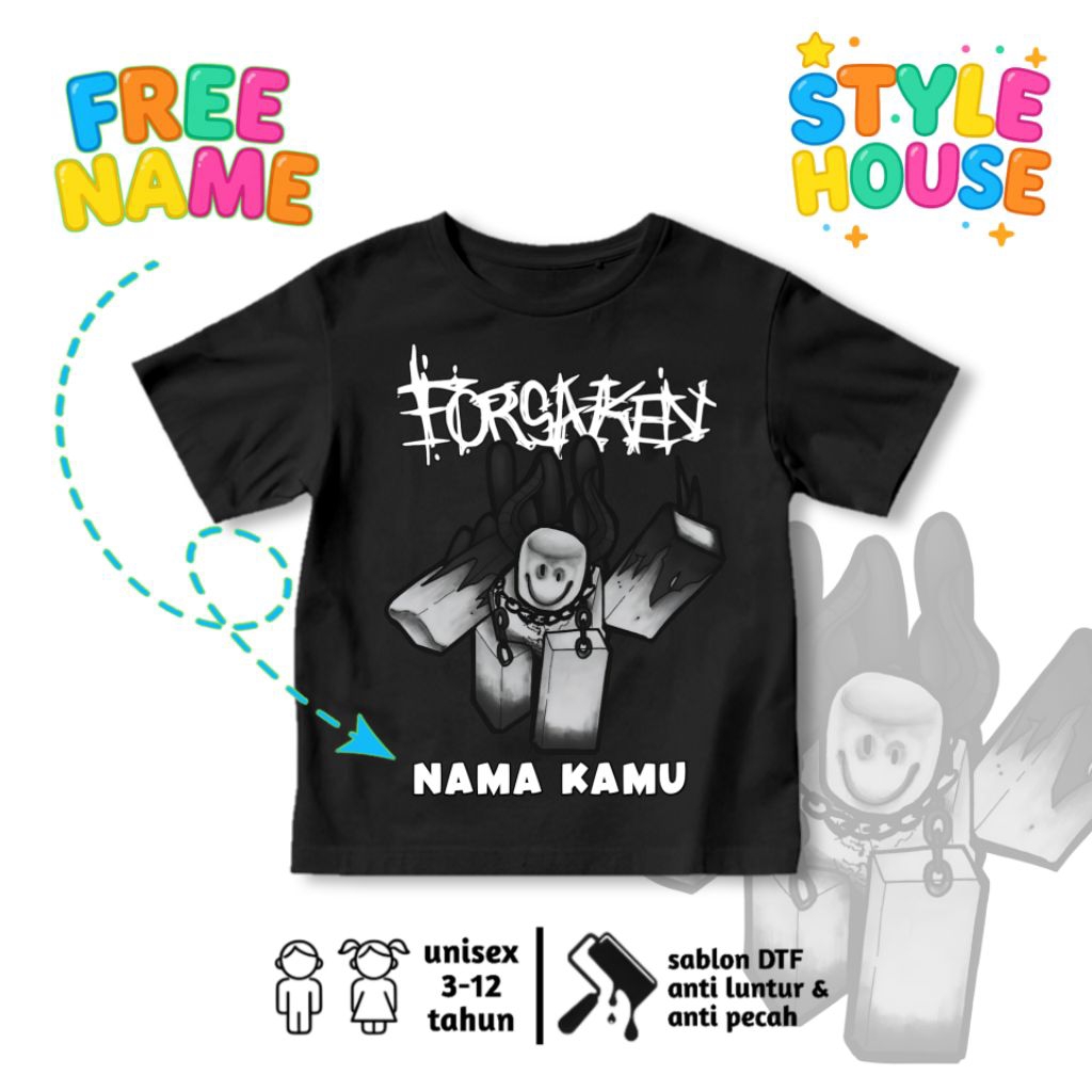 Kaos Anak Forsaken C00lkidd Fallen Light Roblox GRATIS NAMA/Baju Atasan Anak Bahan Cotton Combed