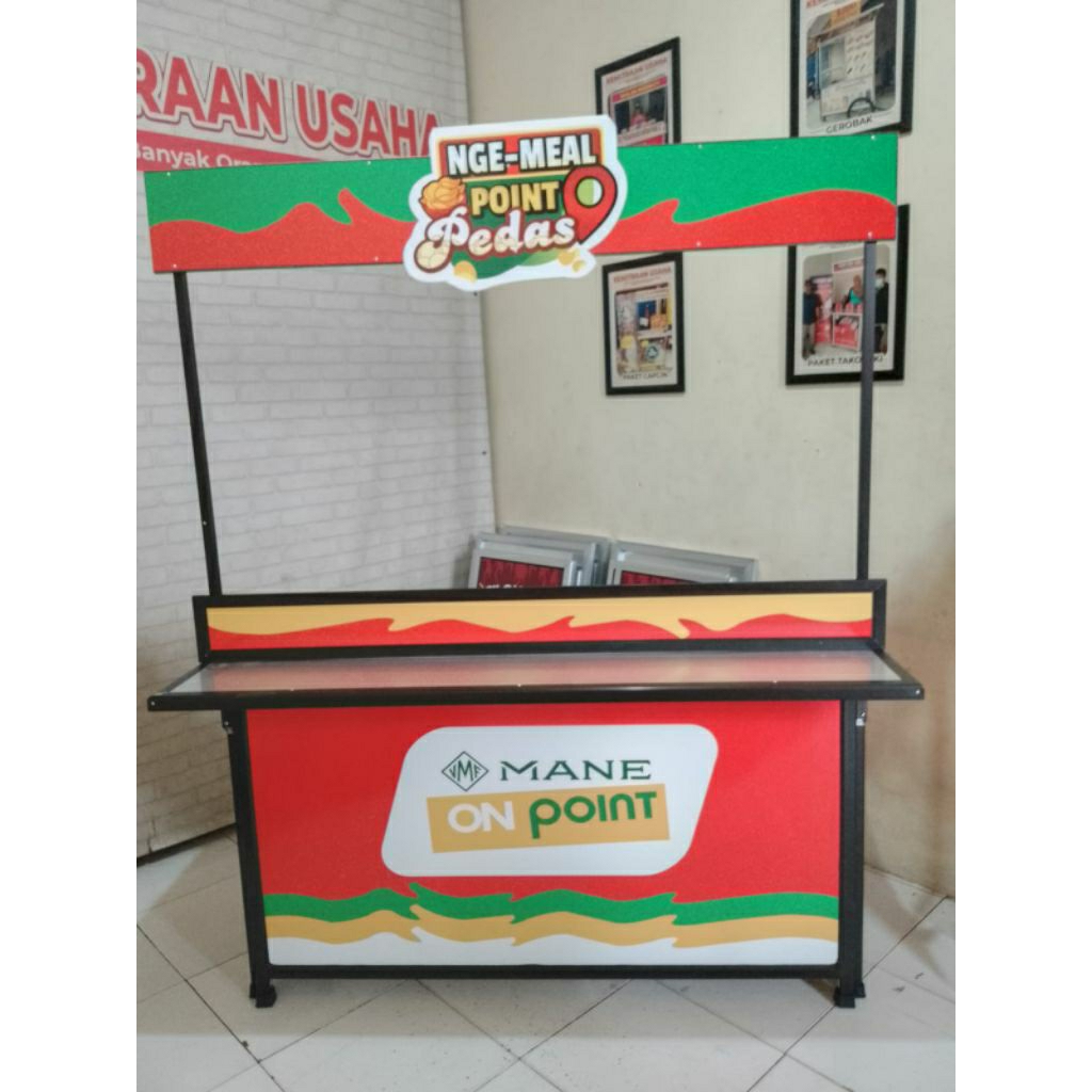 Booth Portable / Meja Lipat / Gerobak Lipat Bongkar Pasang bahan Aluminium Hitam yg keren dilengkapi