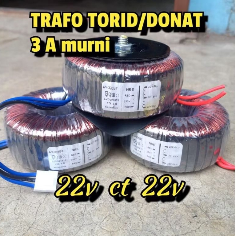 TRAFO TRAVO TOROID/DONAT 3A MURNI 22v ct 22v (promo)