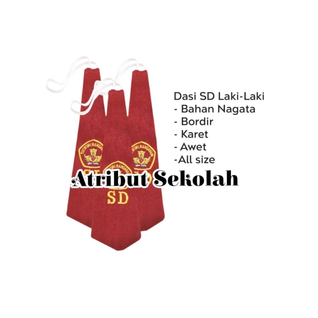 Dasi Sekolah Sd Merah Laki-Laki & Perempuan,Katun Drill By Seragam Sekolah Umar