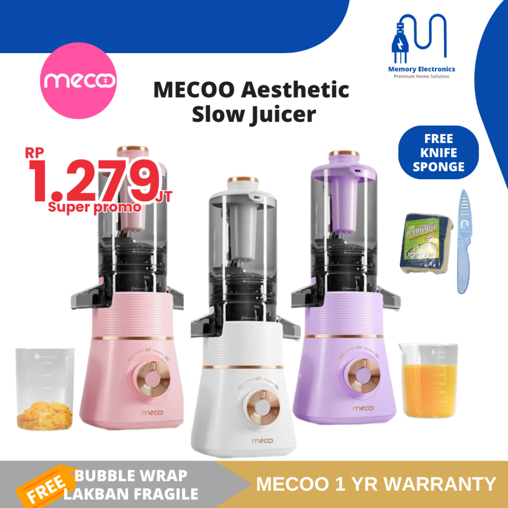 Mecoo Slow Juicer Aesthetic Juicer Buah Pengekstrak Buah Tanpa Ampas Sehat Low Watt Juicer Multifung