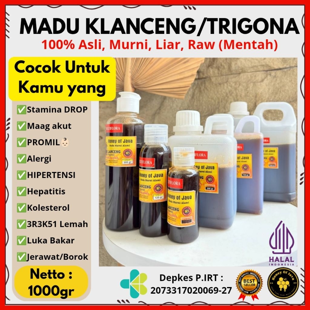 HONEY OF JAVA - Madu Trigona/Klanceng/Kelulut 100% Asli Murni Liar Mentah (Raw Honey) 1 Kg - PROPOLI