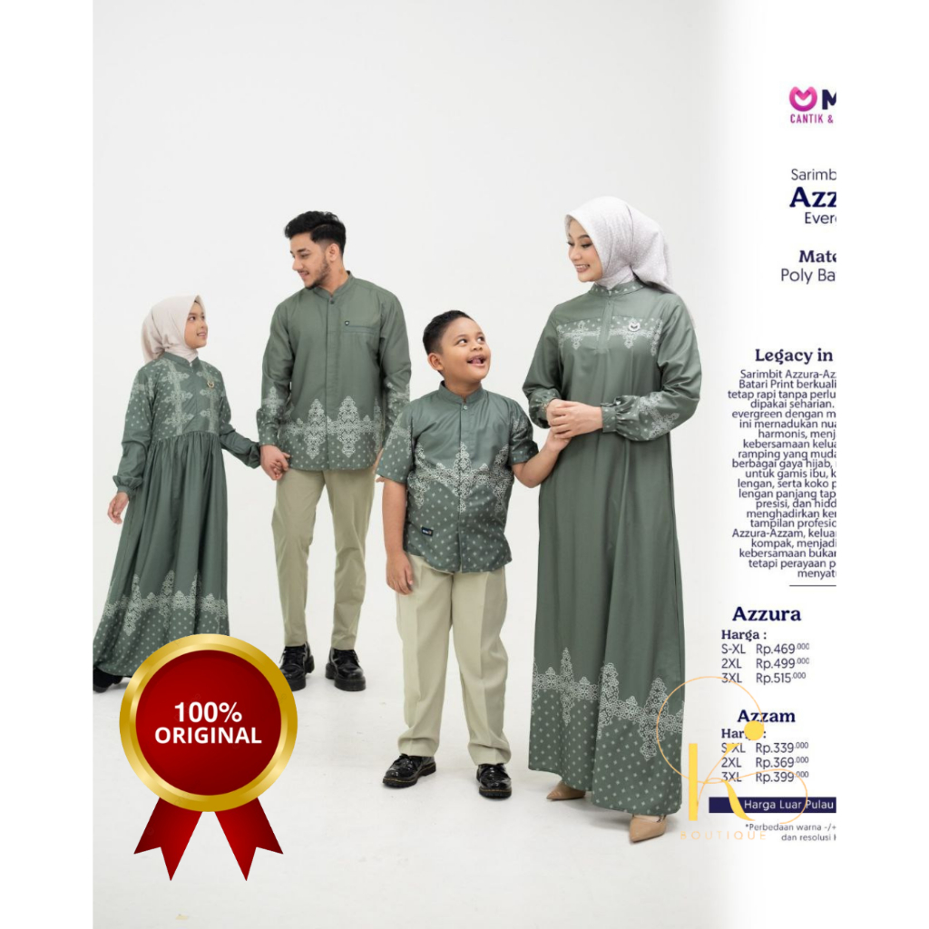 New Arrival Gamis Sarimbit Keluarga Mutif Azzura - Azzam Evergreen