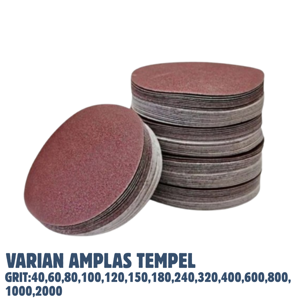 Amplas tempel bulat velcro gerinda amplas bulat disc 4 inch grit lengkap 40 - 2000 kasar - halus