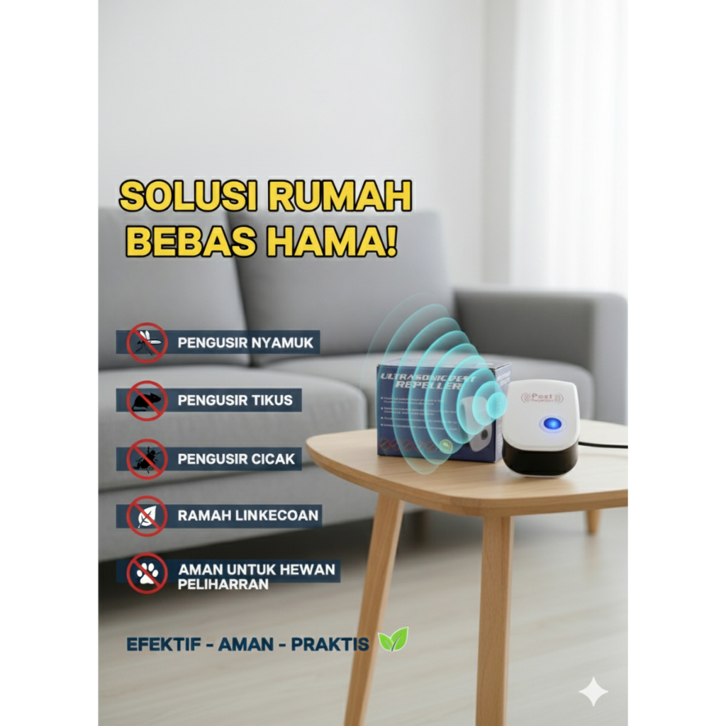 Alat Pengusir Kecoa Tikus Dan Cicak Sangat Ampuh Mode UltraSonik Asli Ramah Lingkungan
