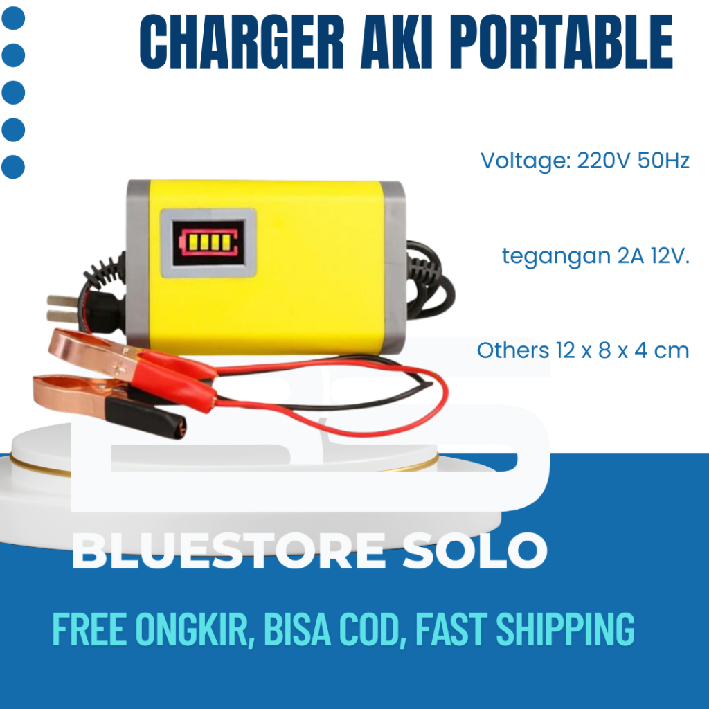 Alat Cas Charger Aki Motor Mobil Portable 2A 12V Alat Cas Aki Motor