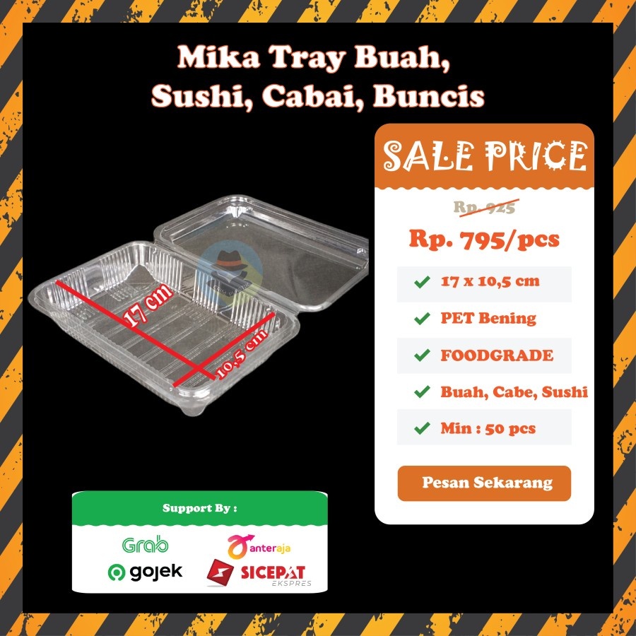 (300 PCS) Tray Mika Sushi / Mika Sushi / SSC5 | Tray Strobery | Tray Buncis