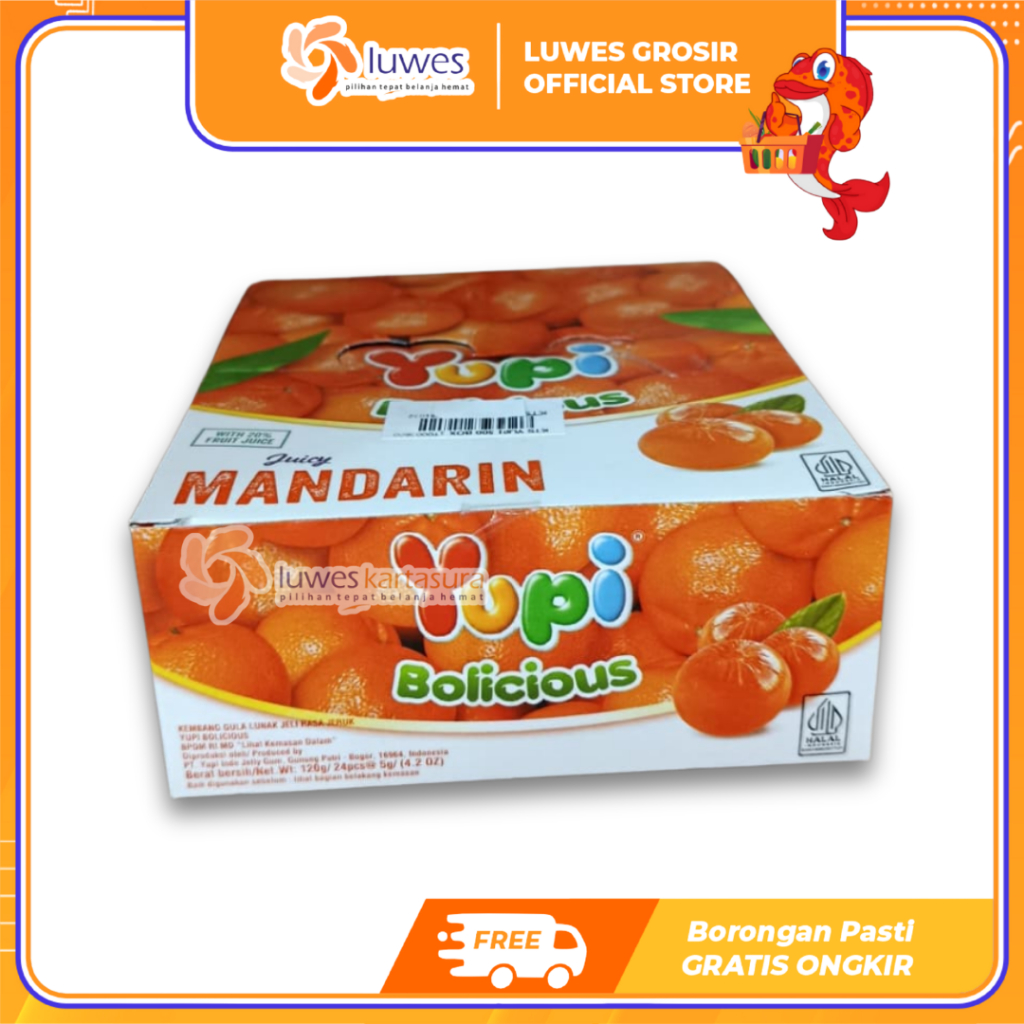 [GROSIR] Yupi Bolicious Juicy Jeruk Mandarin Isi 24pcs Permen Yupi Box Murah