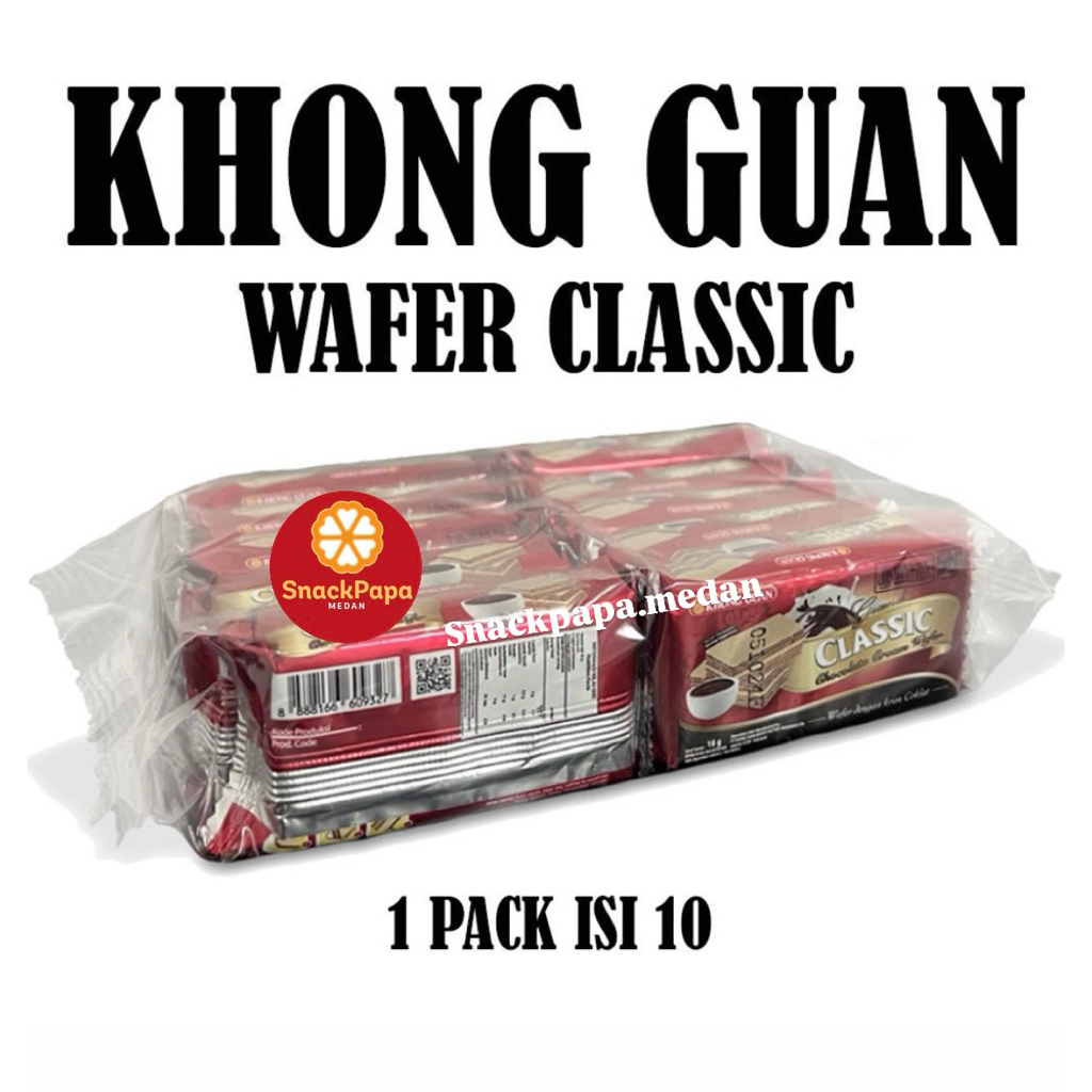 KHONG GUAN WAFER CLASSIC COKELAT [1 RENCENG ISI 10 PCS @18G] | KHONG GUAN WAFER CHOCOLATE CLASSIC | 