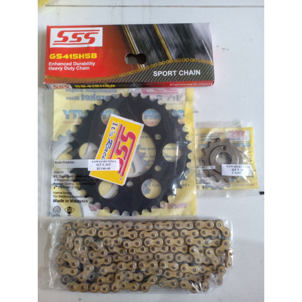 gir sss black/hitam 415 rantai gold sss ninja 150 R/ninja 150 RR/ninja 150 ss