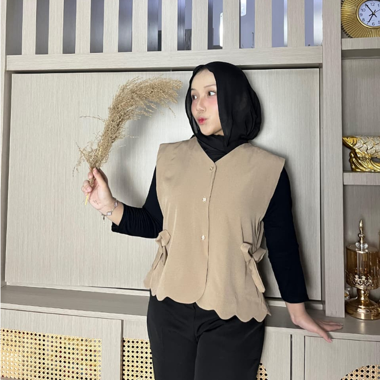 PA Collection Vest Wanita Korean Style Hijab Kekinian  Pita Rompi Casual Kantor OOTD