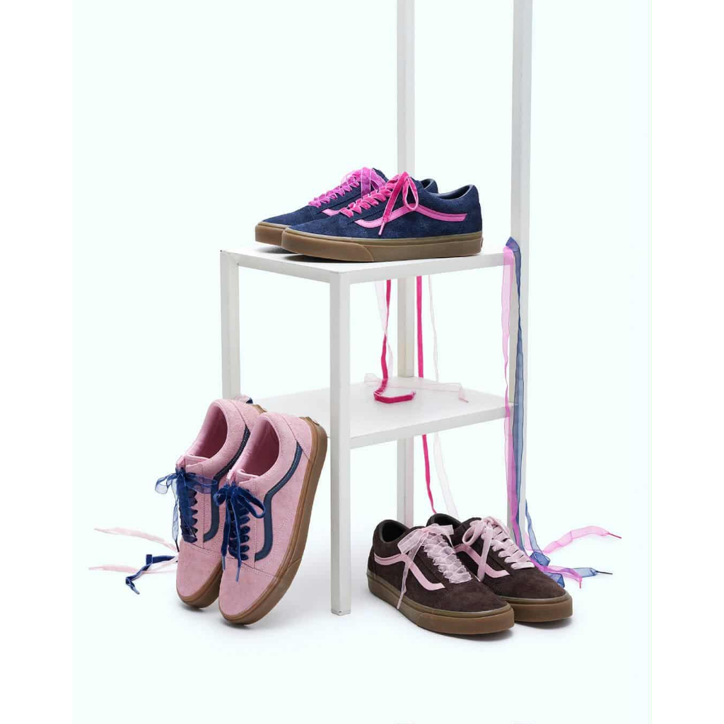 VANS OLD SKOOL RIBBON HAIRY GUM NAVY / PINK / BROWN ORIGINAL