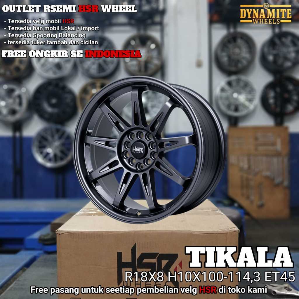 pelek mobil racing ring 18 lubang 5 velg hsr wheel tikala r18 lebar 8 pcd 10X100-114,3 ET45