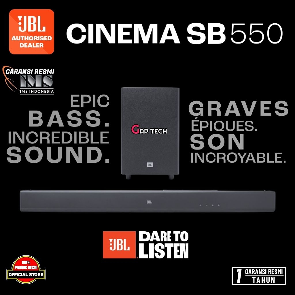 JBL Cinema SB 550 / SB550  3.1 Channel Soundbar with Wireless Subwoofer / Soundbar Original