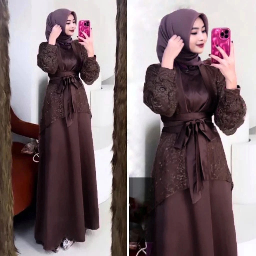 Nayera Outfit - Veloxa Satin Silk Bridesmaid Dress Gamis Pesta kondangan simple elegant