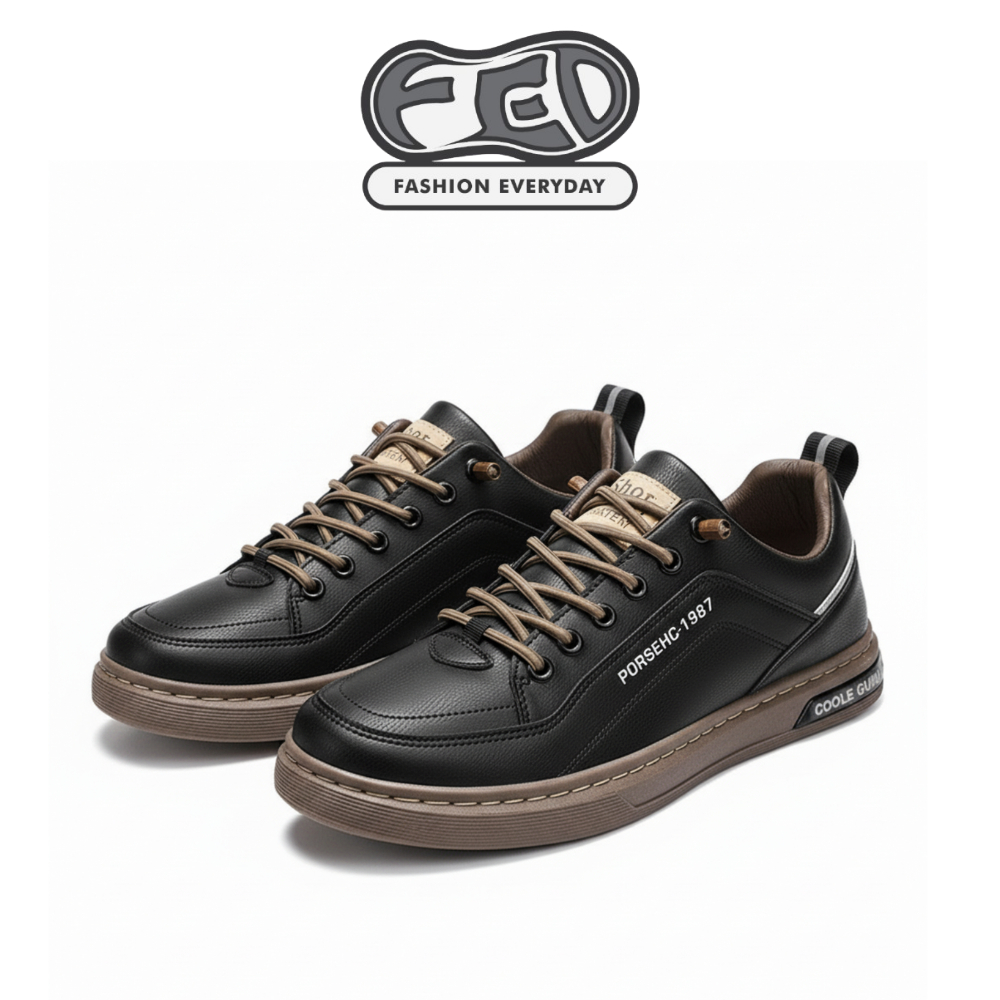 FED Sepatu Kets Sano Sneakers Kasual Hitam Pria Wanita Keren Slip on