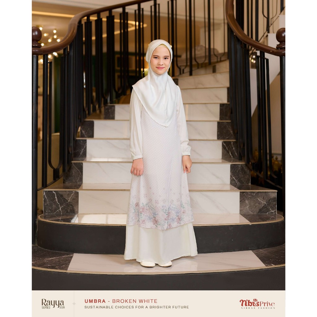 [PROMO] NIBRAS - Gamis Anak Diskon Spesial Up To 30% Set Kerudung Hitam Putih Grey Rose