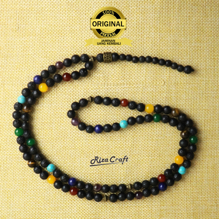 Tasbih Batu Alam Lava 7 Cakra Chakra ASLI Natural Islam Budha 99 108 Butir
