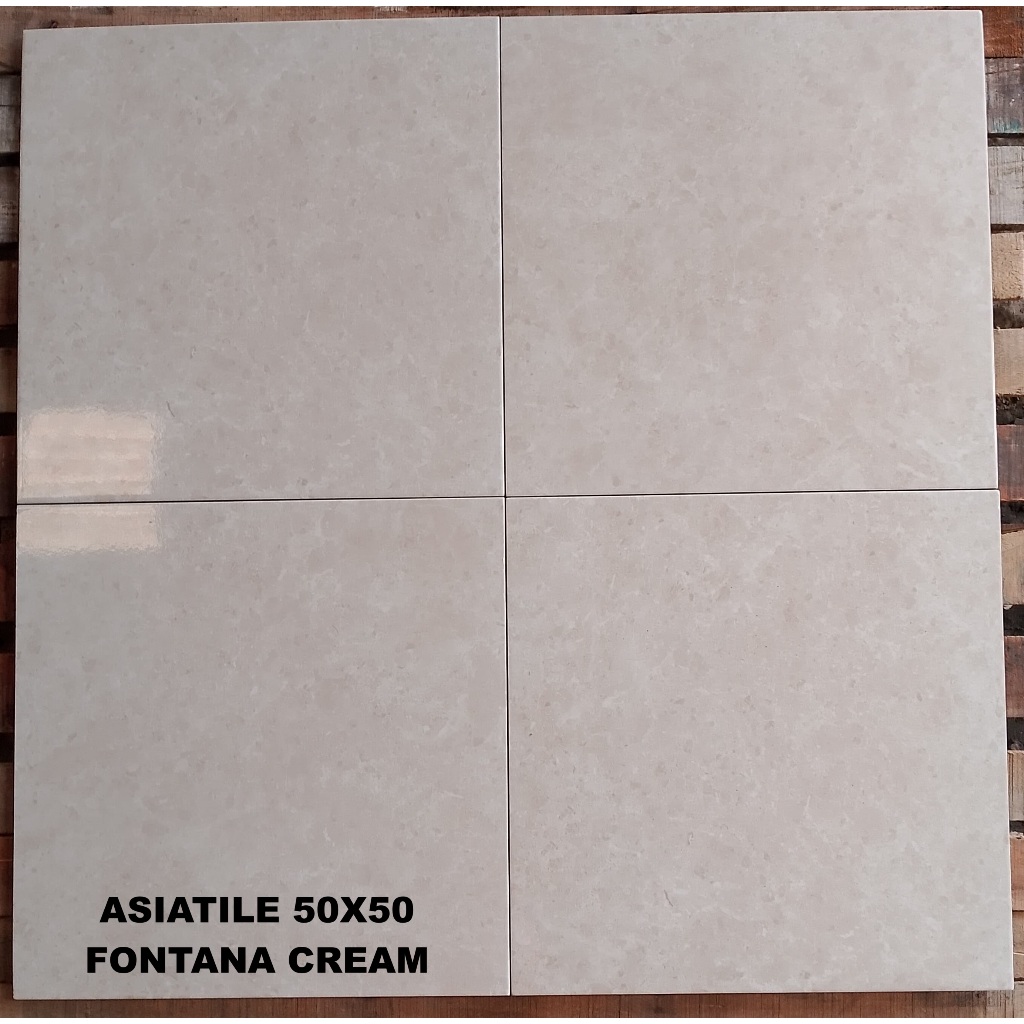 KERAMIK LANTAI GLOSSY 50X50 ASIA TILE FONTANA CREAM KW B KERAMIK LANTAI KILAP KERAMIK LANTAI 50X50 K