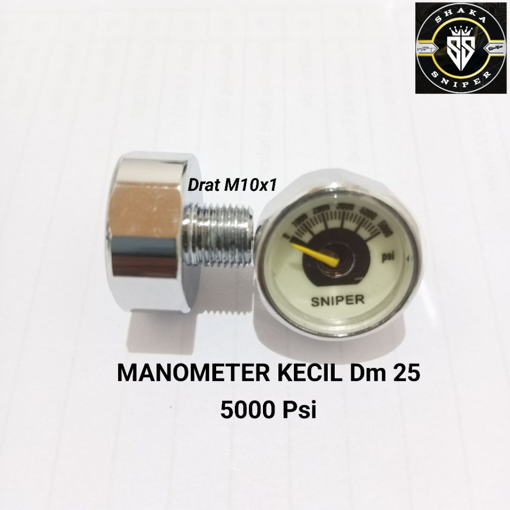 MANOMETER KECIL DM 25 5000 PSI, MANOMETER PCP DRAT M10X1, MANOMETER PCP DM 25 5000 PSI 100% IMPORT, 