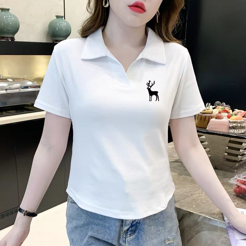 Crop Top Polo Kaos Crop Top Polo Shirt Wanita/Crop Top Polos/Kaos Wanita/T-shirt Kerah Polos//Kaos C