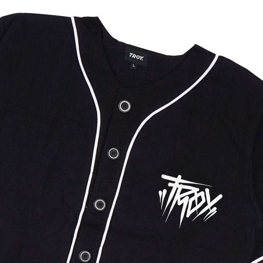 Troy Company Jersey Baseball Tshirt Black Clockwork Owl - Kaos Jersey Baseball Hitam BT 2196