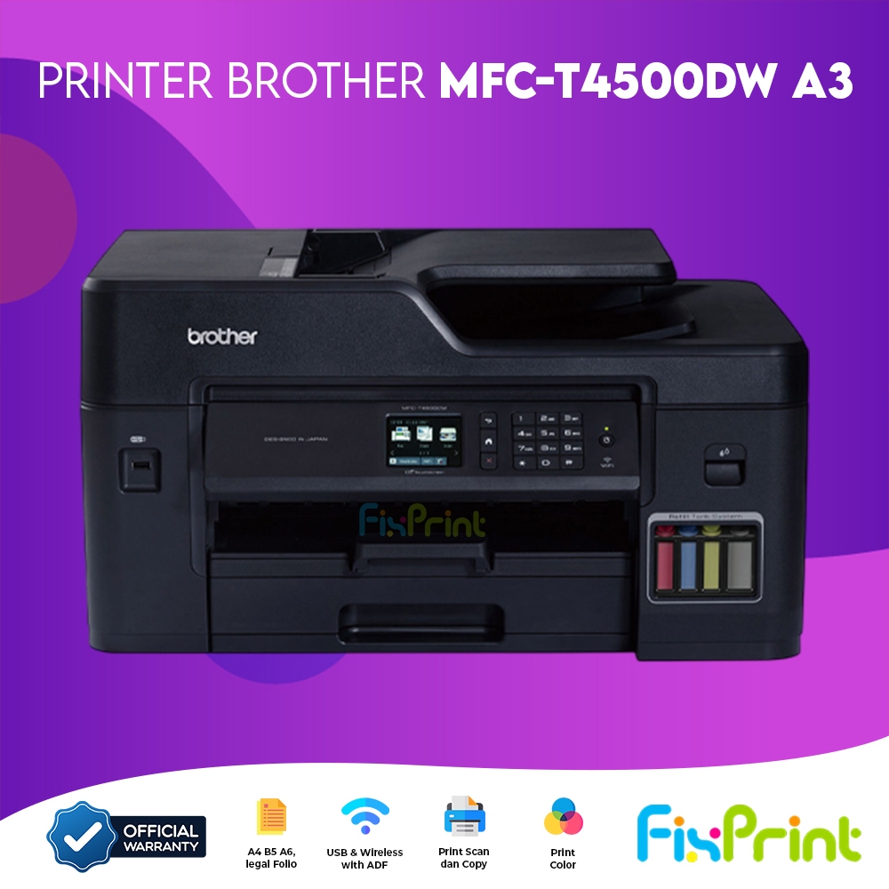 Printer Brother MFC-J3540DW / MFC-T4500DW Print Scan Copy Fax Wireless ADF Duplex Garansi Resmi T450