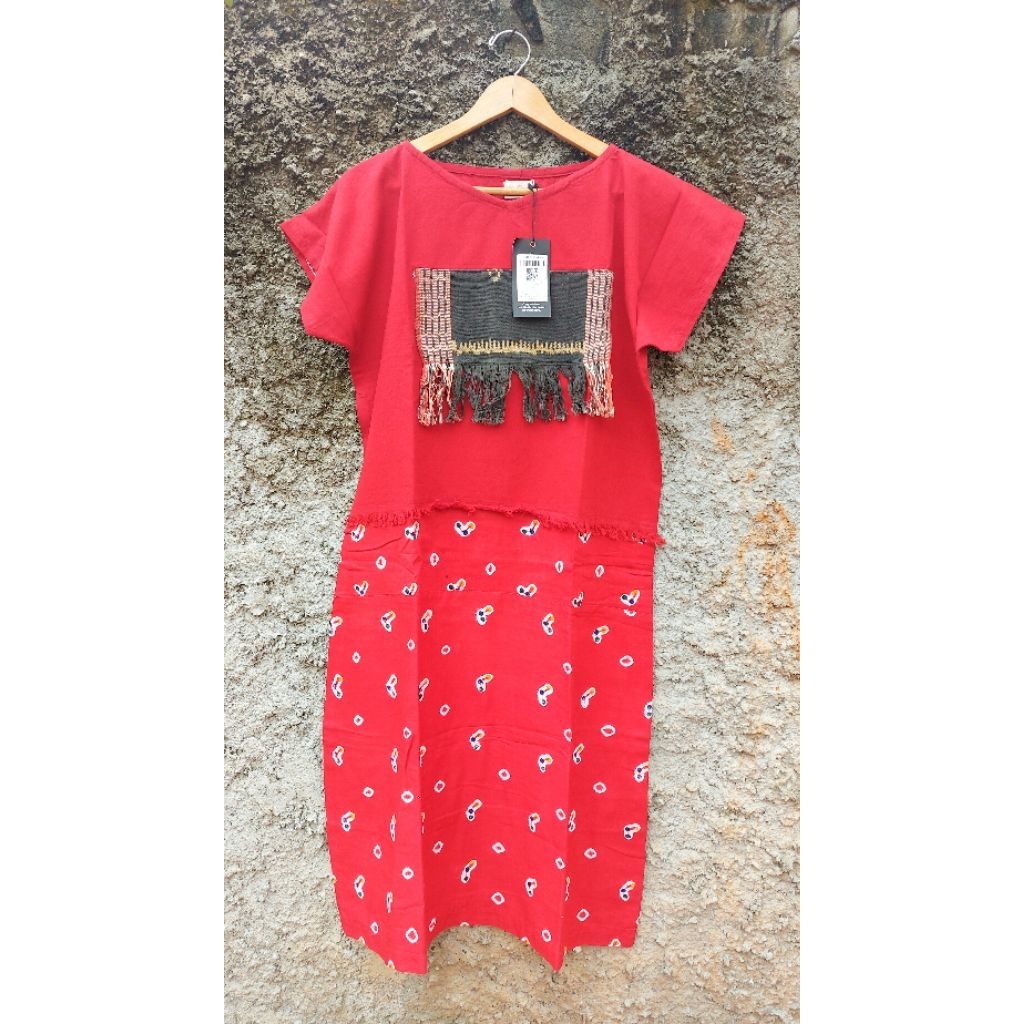 Dress jumputan mix tenun Oerip Indonesia (NWT)