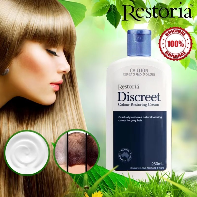 Restoria Discreet Colour Restoring Cream 250ml | Krim Perawatan Rambut Beruban | Mengembalikan Warna