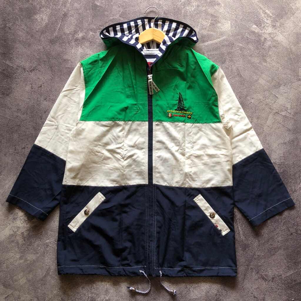 Parka Three Tone Jacket FIORI Second Size L,Windbreaker Colour Block Second windbreaker three tone s