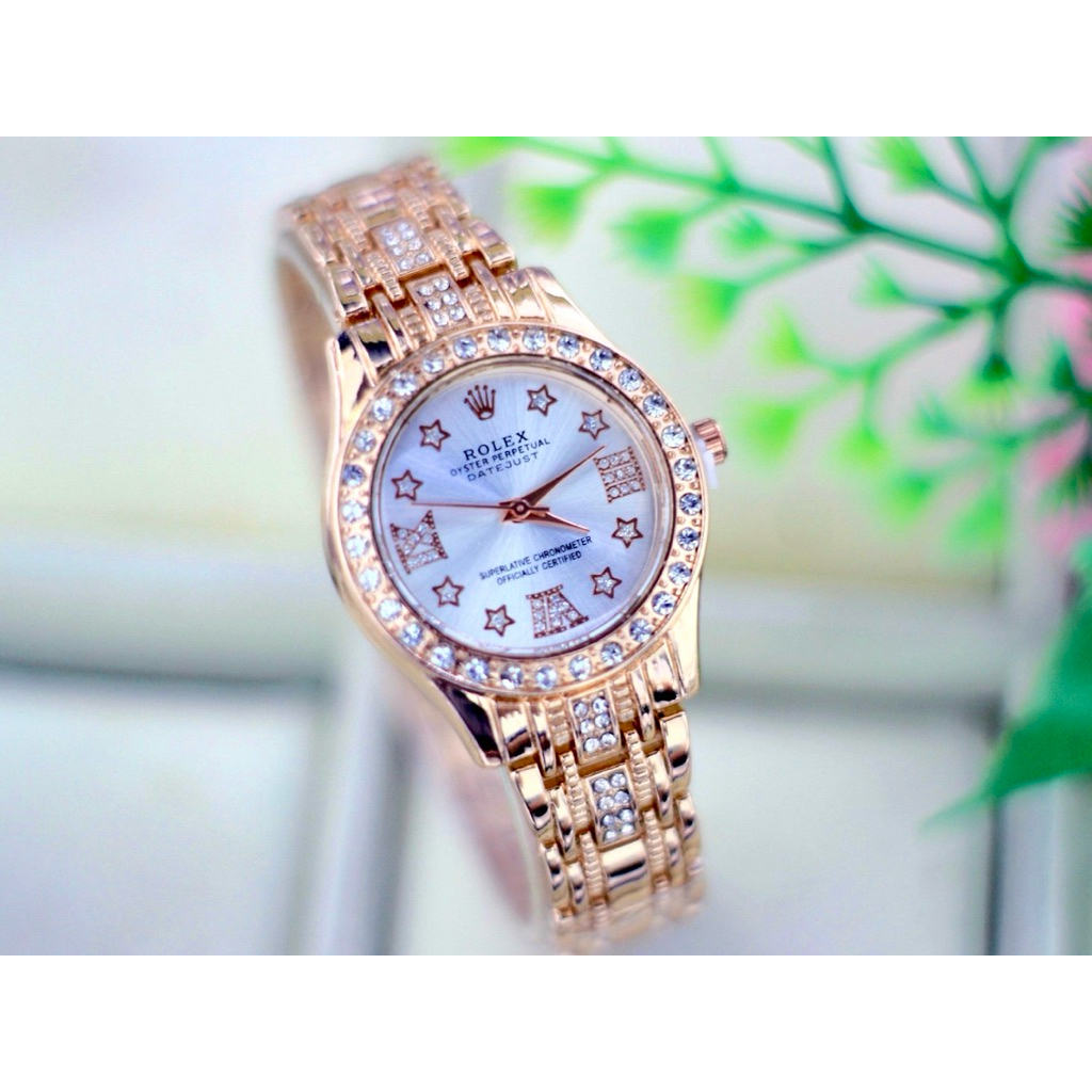 JAM TANGAN RANTAI DIAMOND WANITA ROLEX DATEJUST ROMAWI DIAL MEWAH