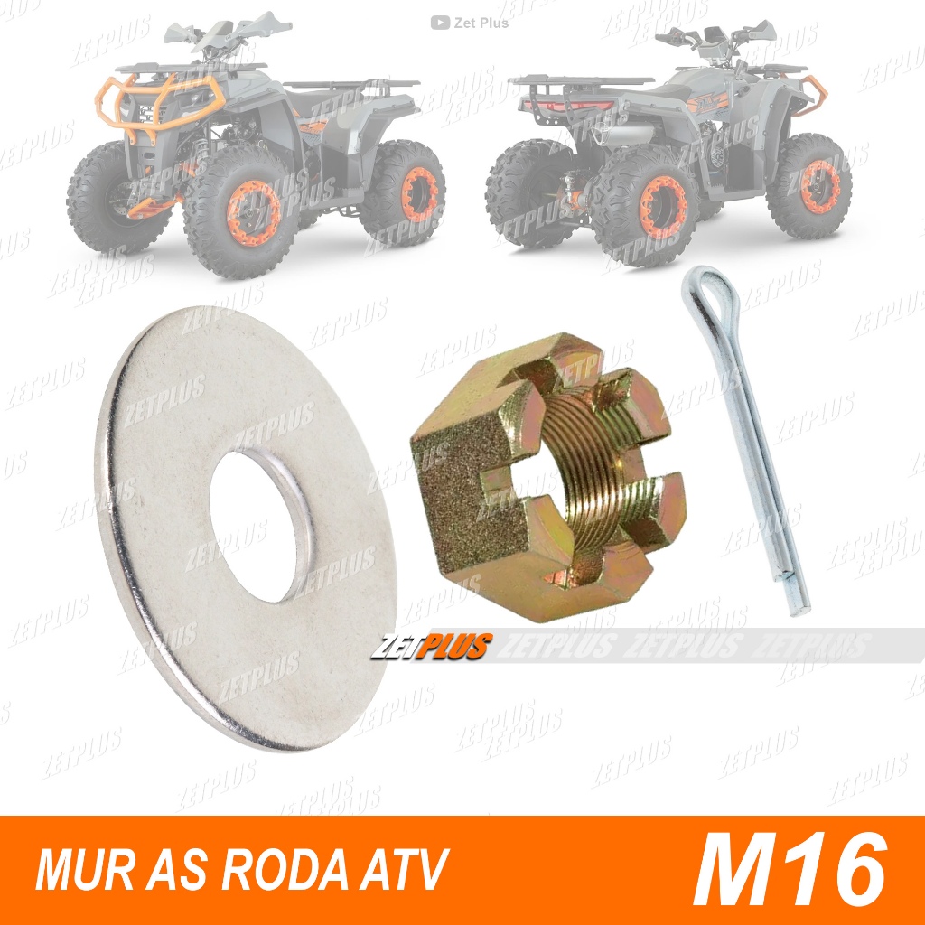 MUR AS RODA ATV M16 / castle nut mahkota kembang ring plat lebar pin pengunci mur ban belakang atv 1