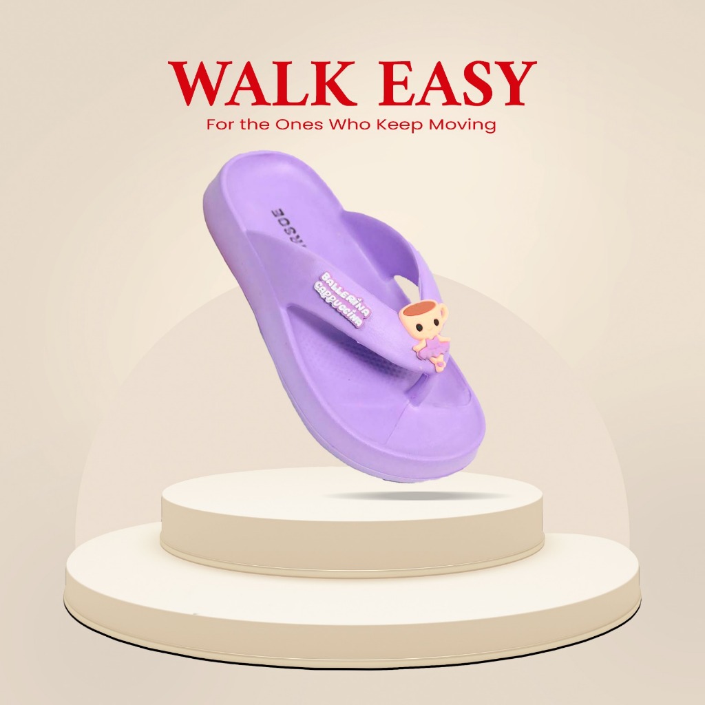 Sandal Karet Jelly Anak Perempuan 371T-7 Sandal Jepit Anak Kekinian Motif Ballerina Cappucinna Lucu 