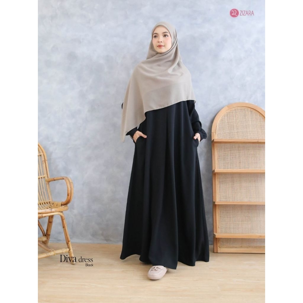 Dress Diva by Zizara Gamis Jasmine Polos Terbaru Gamis Busui Friendly Simpel Kasual