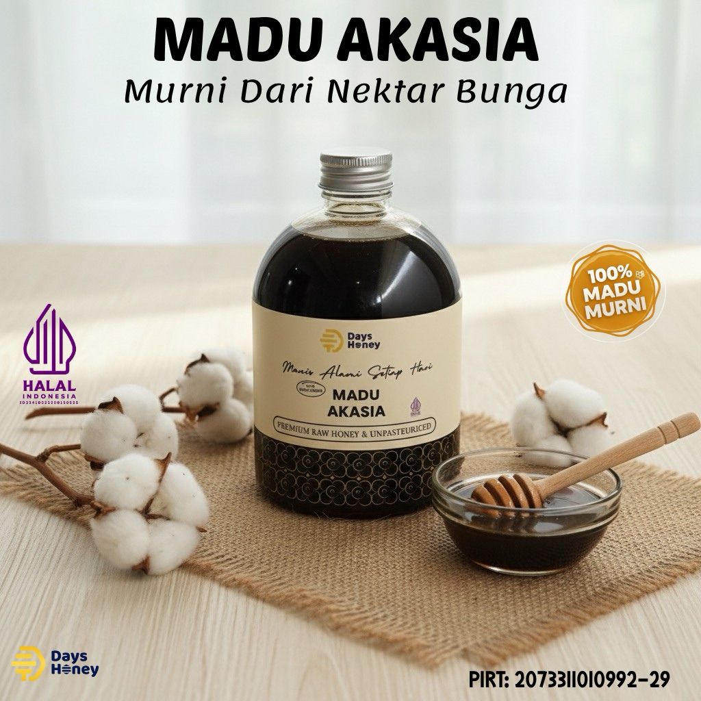 Madu Premium Akasia 1KG Madu Nektar Akasia 100% Madu Asli Madu Alami Akasia Madu Mentah Akasia Raw H
