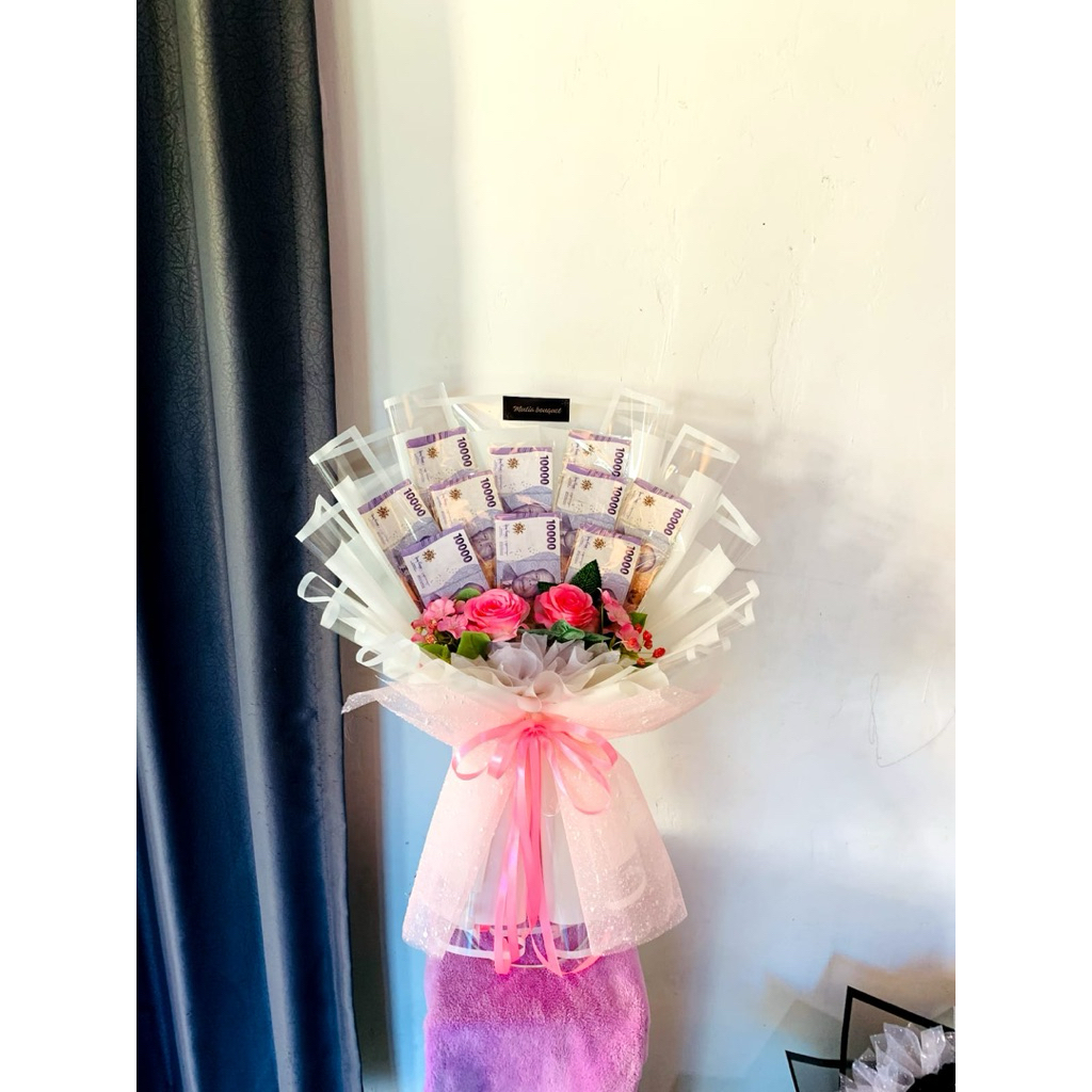 Buket uang buket bunga buket uang 10 lembar
