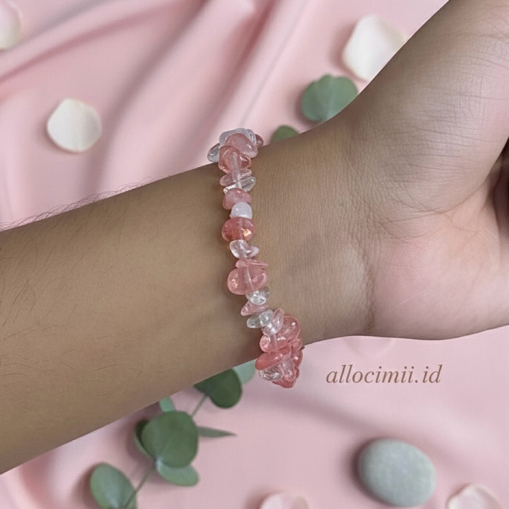 GELANG BATU ALAM PINK/ GELANG BATU ALAM ELASTIS/ GELANG BATU ALAM TERMURAH