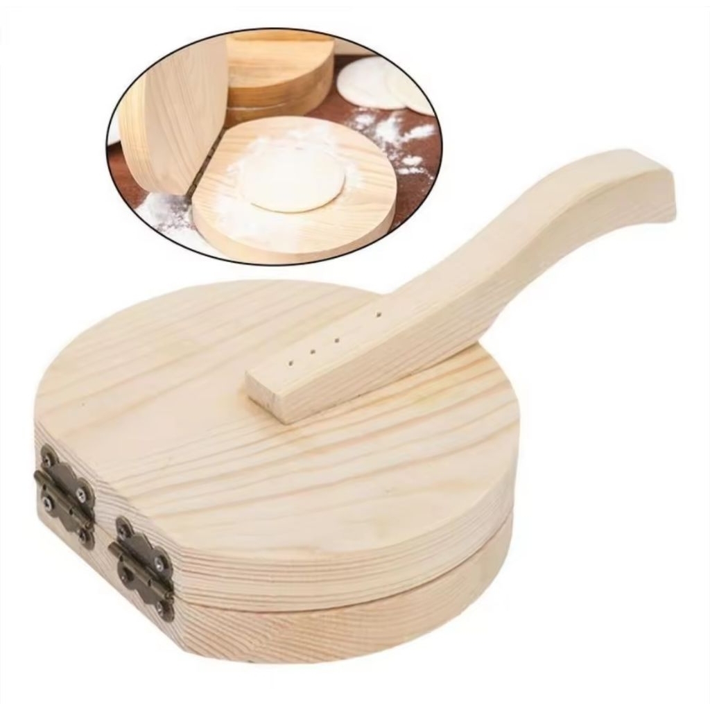 Alat Cetak Adonan Kayu Bulat / Alat Press Kulit Pangsit Dumpling Pastel / Cetakan Roti Tortilla Hand