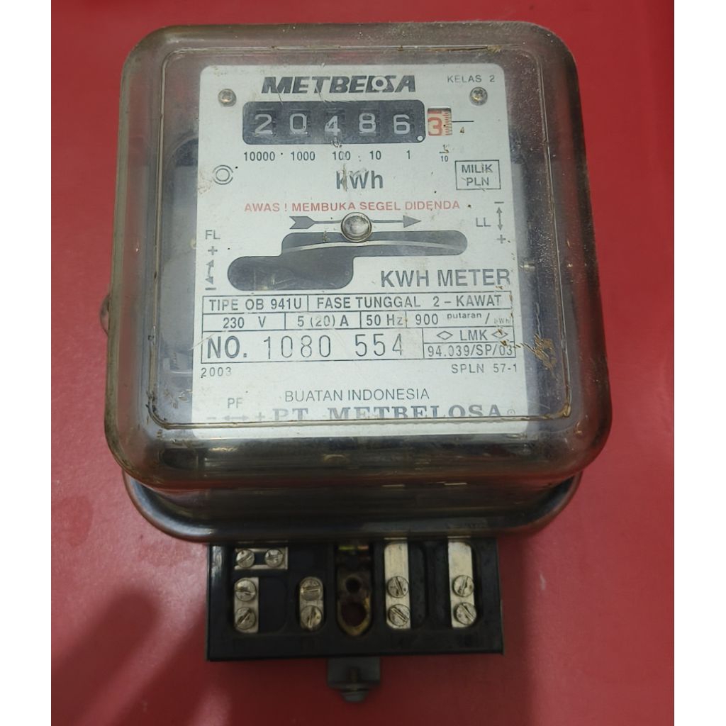 Meteran Listrik Normal Bekas Kos KWH Meter Analog 1 phase
