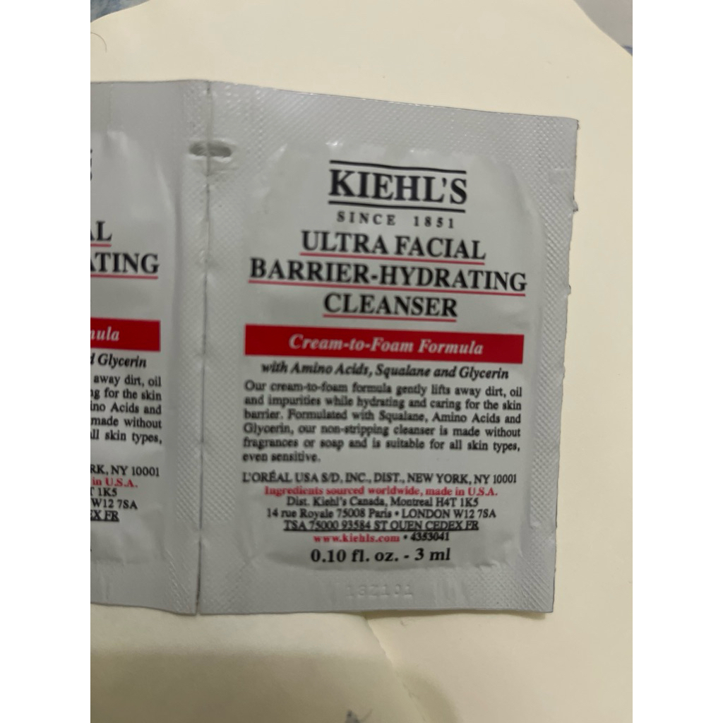 Kiehls Mini Sachet cocok untuk travel -cleanser,serum,toner