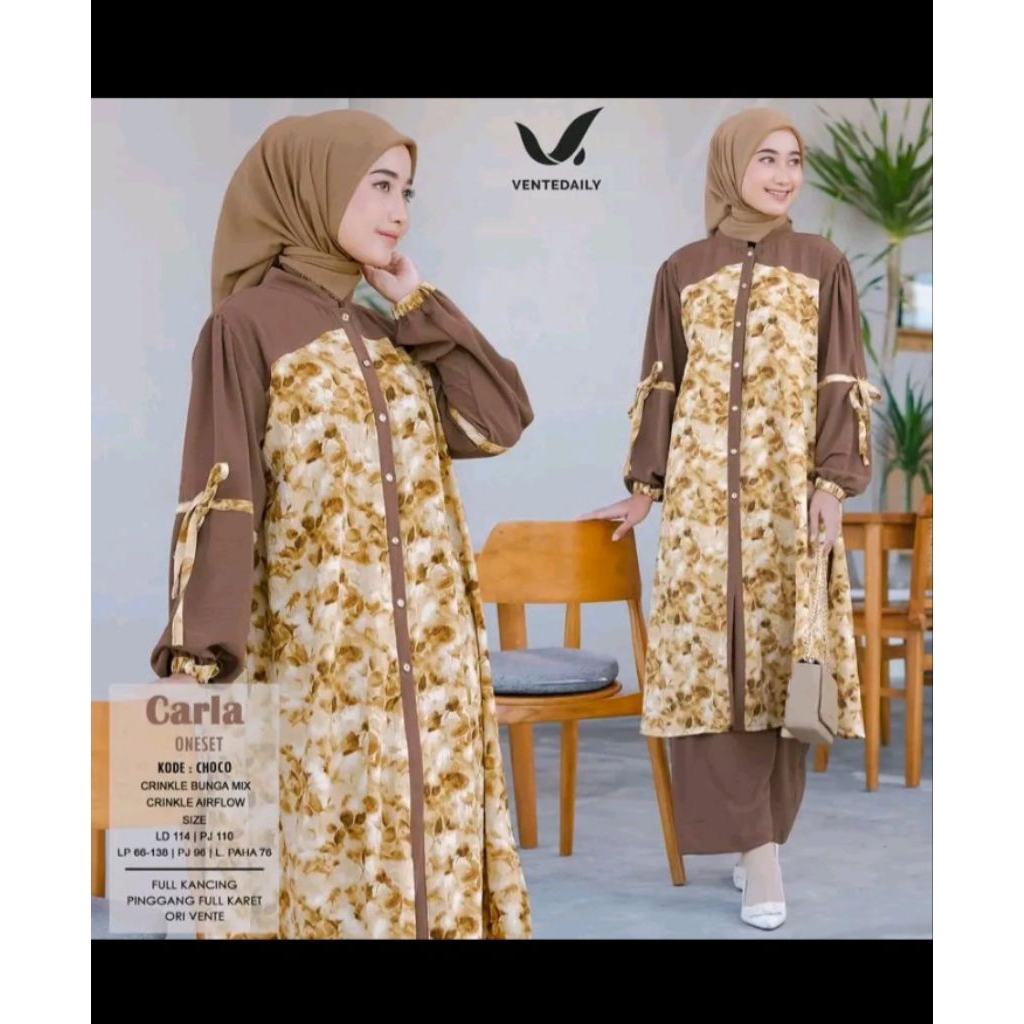 Carla Oneset Baju Atasan Wanita/Setelan Hijab Casual Kekinian