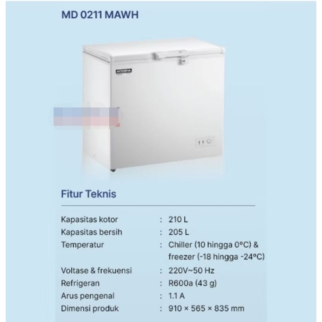 Modena Chest Freezer MD 0210 MLWH 200Liter / Modena chest freezer sliding glass freezer modena MC 02