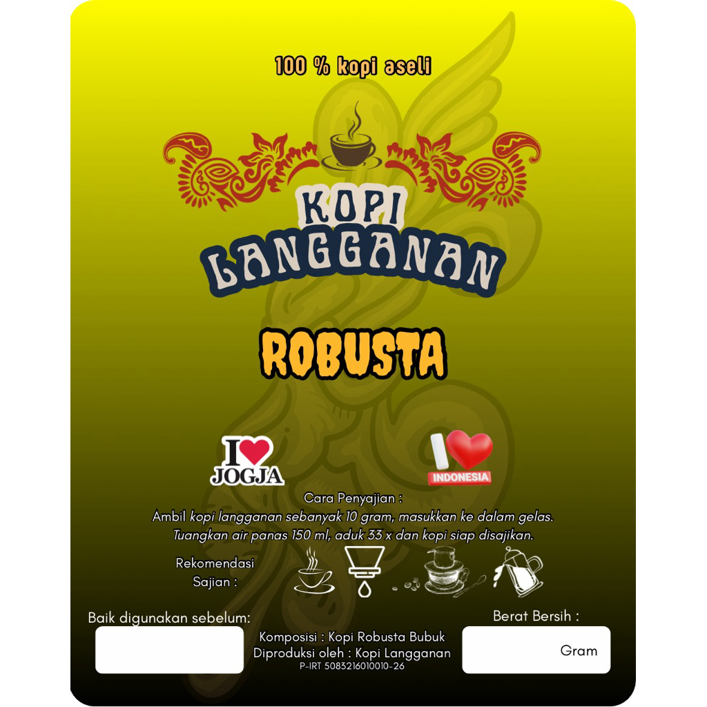 KOPI ROBUSTA MURNI BUBUK / BIJI TEMANGGUNG/KERINCI