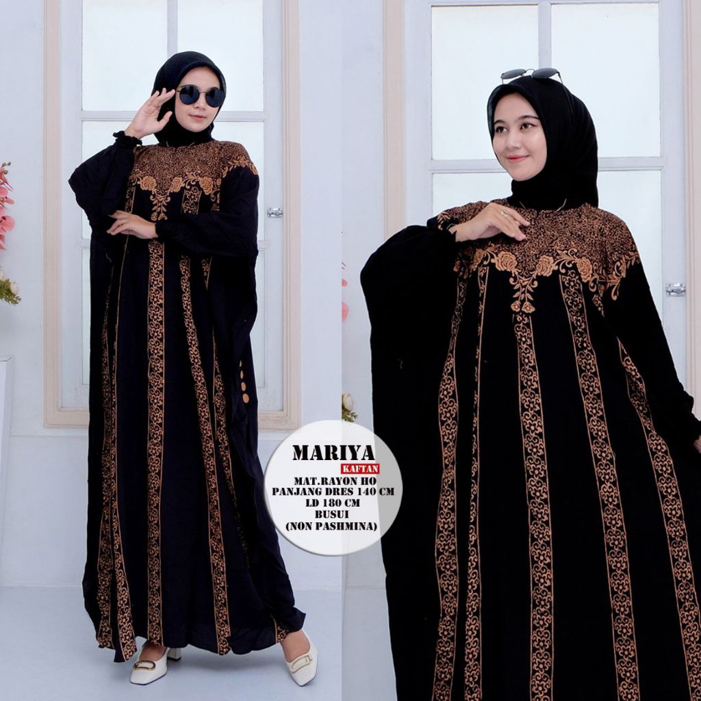 Grosir Gamis Kaftan Mariya Terbaru 2025 Bahan Rayon Ld 180 Pb 140 Jumbo
