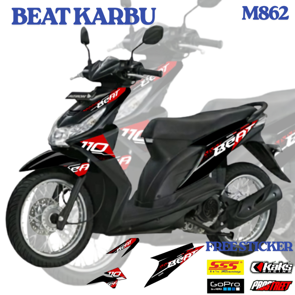 (COD) Decal Sticker Honda Beat Karbu Semi Full body - Stiker Skotlet Variasi Modifikasi Beat Carbu S